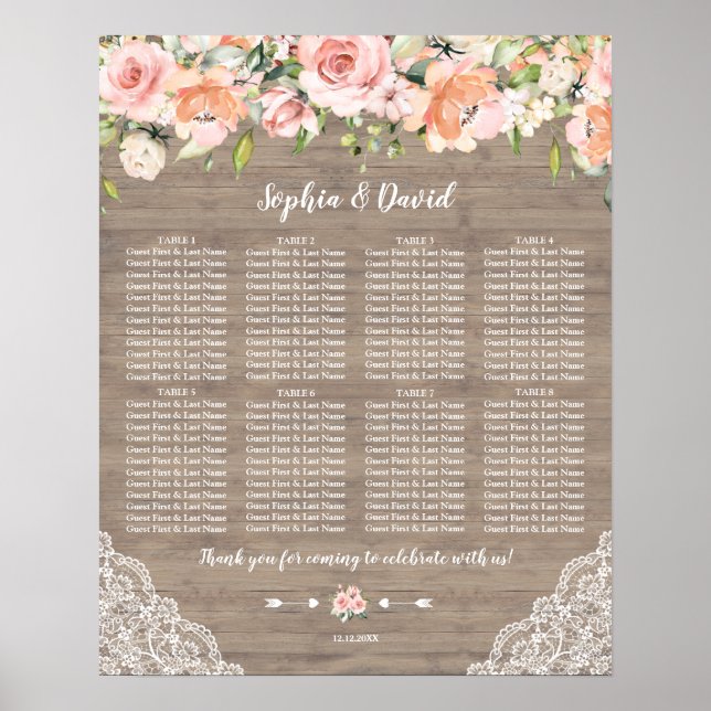 Poster Mariage de dentelle en bois clair (Devant)