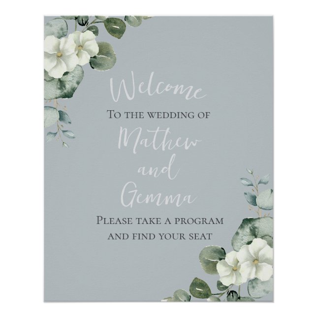 Poster Mariage de design Eucalyptus moderne (Devant)