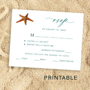 Poster Mariage de destination menu imprimable choix RSVP