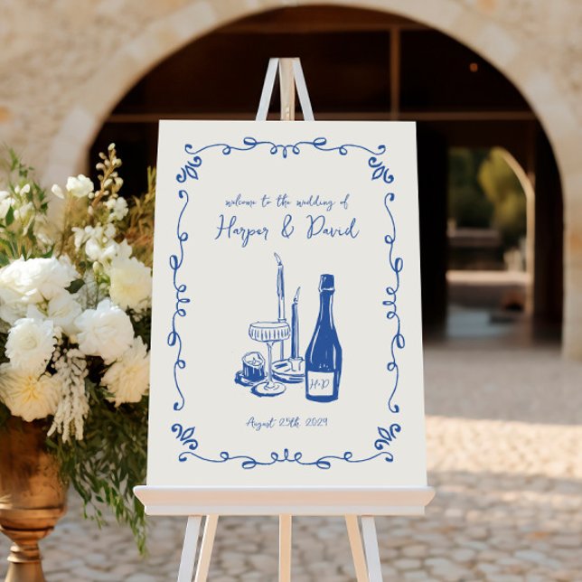 Poster Mariage de dîner illustré avec lettres à la main (Créateur téléchargé)