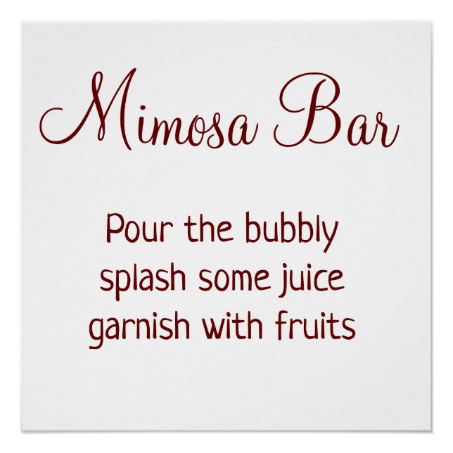 Poster Mariage de douche nuptiale de bar Mimosa (Devant)
