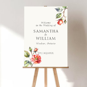 Poster Mariage de fleurs Rose d'aquarelle Signet de bienv
