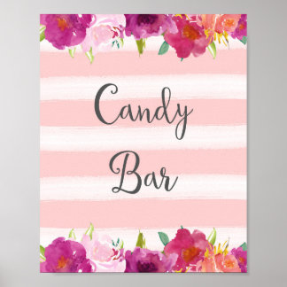 Poster Mariage de la barre de bonbons Fleurs Impri