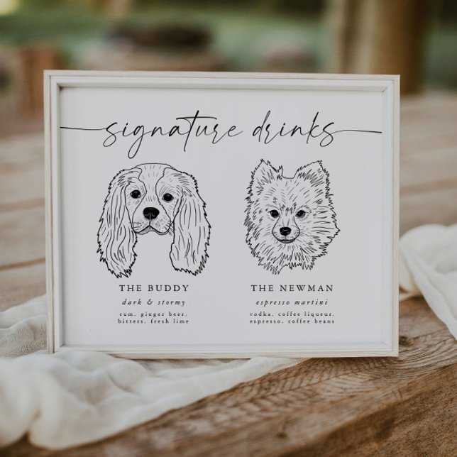 Poster Mariage  de la signature de chien barre d'animaux  (Créateur téléchargé)