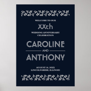 Poster Mariage de l'année de la marine Blue Silver Affich