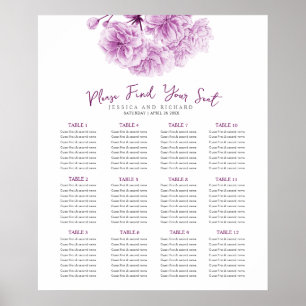 Poster Mariage de l'ardoise en fleurs violettes