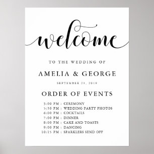 Poster Mariage de l'ordre des événements de bienvenue