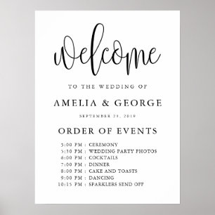 Poster Mariage de l'ordre des événements de bienvenue