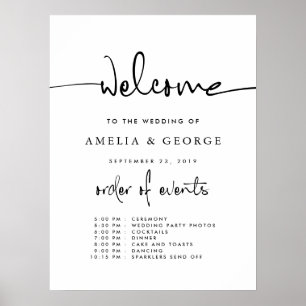 Poster Mariage de l'ordre des événements de bienvenue