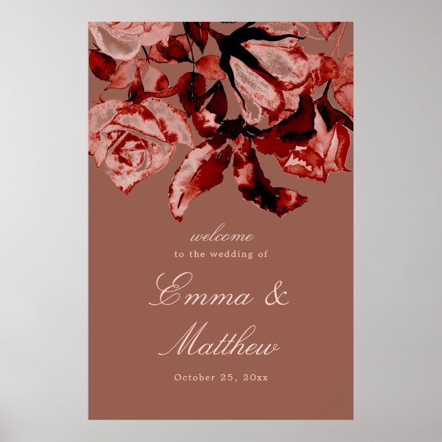 Poster Mariage de Maximalisme Floral Automne (Devant)