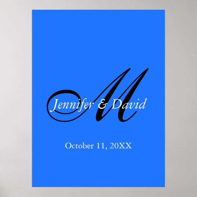 Poster Mariage de Monogramme de Charme Bleu (Devant)