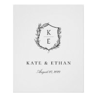 Mariage de monogramme de crête botanique