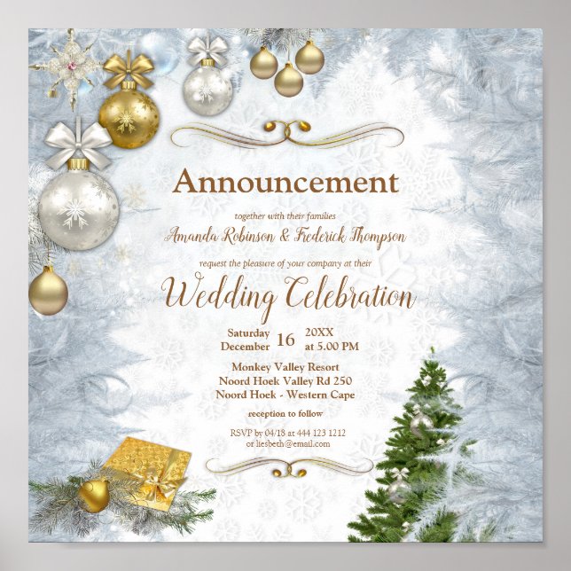 Poster Mariage de Noël blanc (Devant)