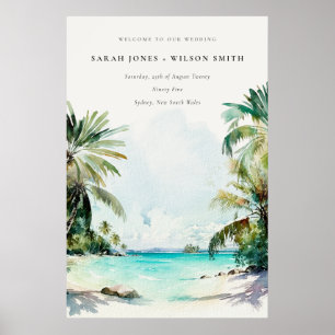 Poster Mariage de palmiers tropicaux de plage