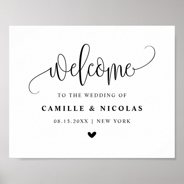 Poster Mariage de script Black Pretty Calligraphy (Devant)