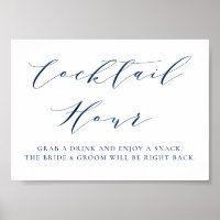 Mariage de script minimaliste bleu marine Cocktail