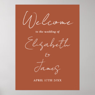 Poster Mariage de script minimaliste en terre cuite Affic
