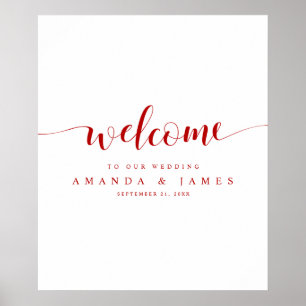 Poster Mariage de script rouge simple et moderne