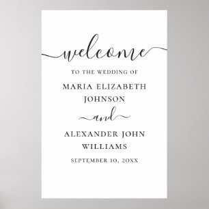 Poster Mariage de script simple en noir et blanc