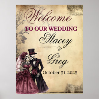 Poster Mariage de squelette gothique rustique