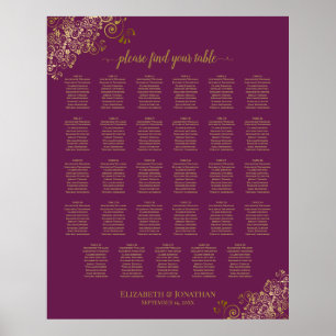 Poster Mariage de table Gold 29 Cassis violet Cassis