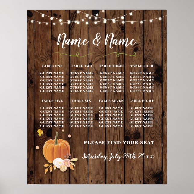 Poster Mariage de table Siège Citrouille Lumières  (Devant)