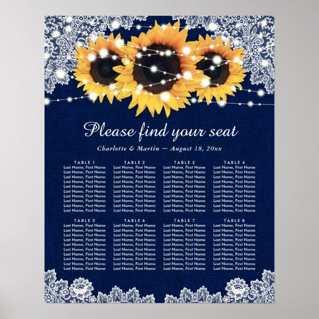Poster Mariage de tournesol bleu de la marine russe Graph (Devant)