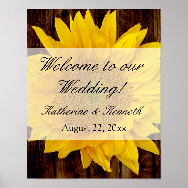 Poster Mariage de tournesol Brown jaune fin été (Devant)