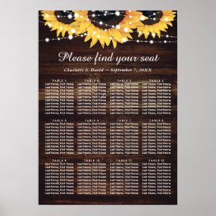 Poster Mariage de tournesol en bois et dentelle Graphique