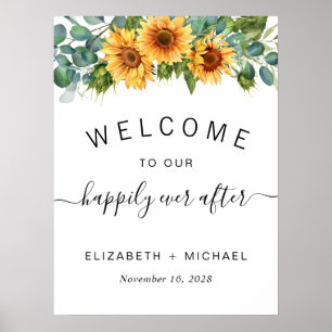 Poster Mariage de tournesol Eucalyptus Bienvenue