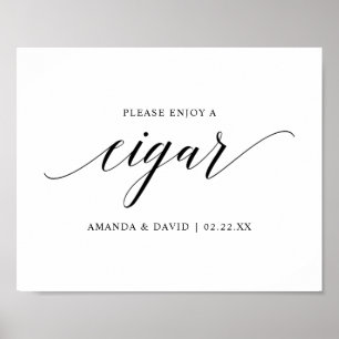 Poster Mariage de typographie noir élégant Cigar bar SIGN