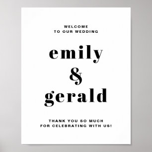 Poster Mariage de typographie rétro en gras noir Bienvenu