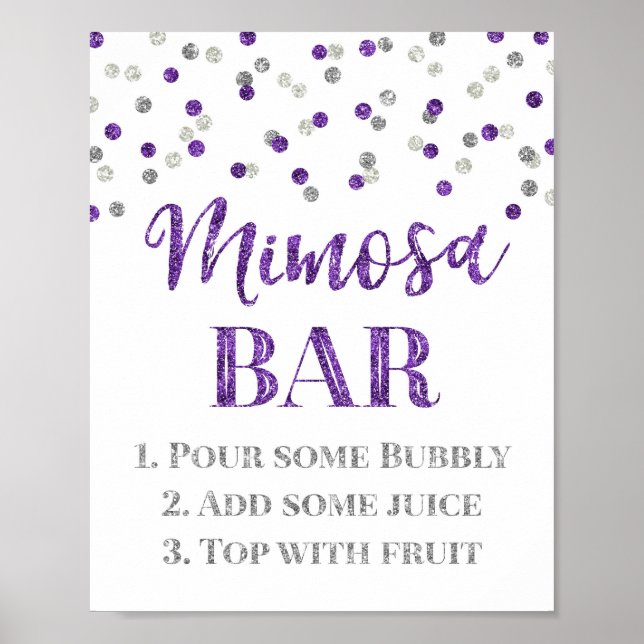 Poster Mariage des signes Argent Confetti Mimosa Bar (Devant)