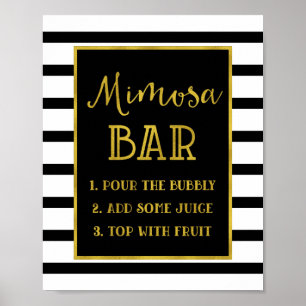 Poster Mariage des signes Gold Black Stripes Mimosa