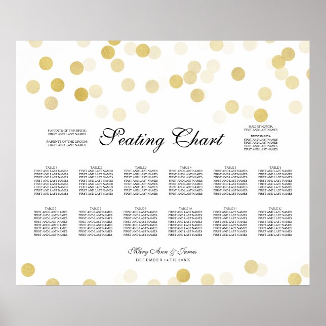 Poster Mariage Diagramme d'assise Parties scintillant d'h (Devant)
