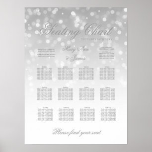 Poster Mariage Diagramme de siège Argent Bokeh Éclairage