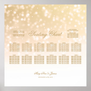 Poster Mariage Diagramme de siège Gold Bokeh Éclairage