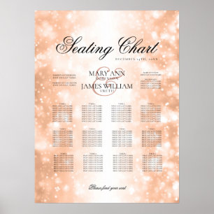 Poster Mariage Diagramme de siège Rose Gold Shimmer lumiè