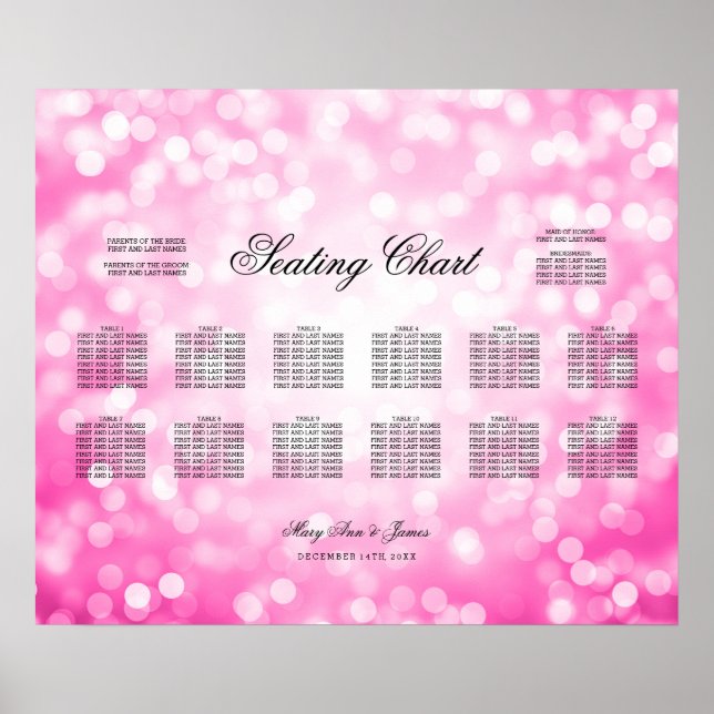 Poster Mariage Diagramme de sièges Parties scintillant ro (Devant)