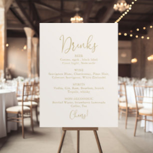 Poster Mariage d'or Boissons Menu Fancy Script Sign