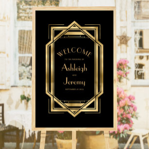 Poster Mariage d'or noir vintage des années 1920 24x36