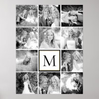 Mariage douze photo collage et monogramme