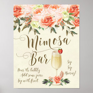 Poster Mariage du bar Mimosa Signal pêche floral