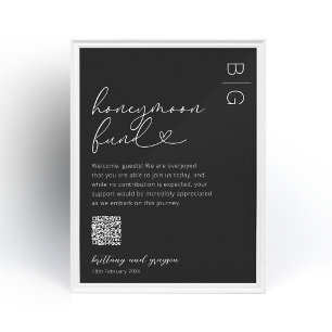 Poster Mariage du code QR du fonds de lune de miel