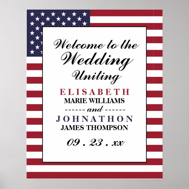 Poster Mariage du drapeau américain Bienvenue (Devant)