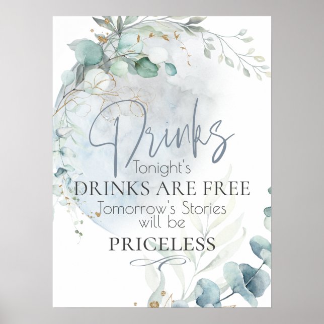 Poster Mariage | Dusty Blue Over the Moon in Love (Devant)