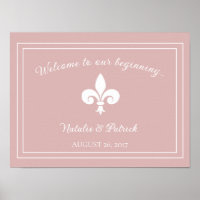 Poster Mariage Dusty Rose Fleur de Lis