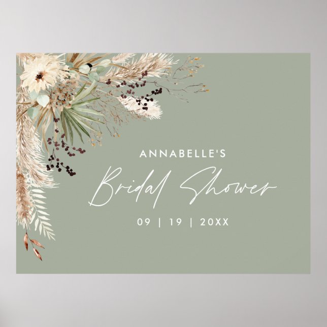 Poster Mariage économique moderne élégant avec herbe de p (Devant)