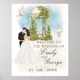 Poster Mariage élégant avec mariée et la chambre Gazebo