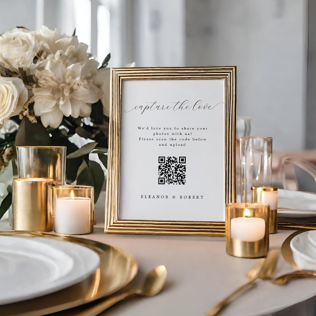 Poster Mariage élégant capturer l'amour QR Code imprimabl (Créateur téléchargé)